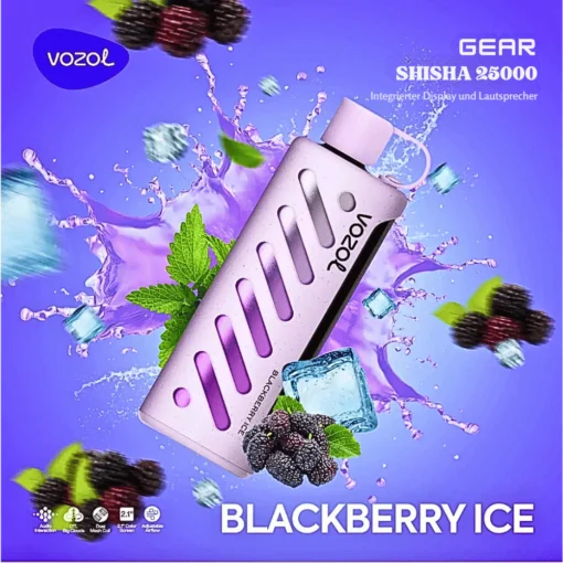 VOZOL GEAR Shisha 25K VAPE – Blackberry Ice | Premium Einweg-Vape mit 25.000 Zügen